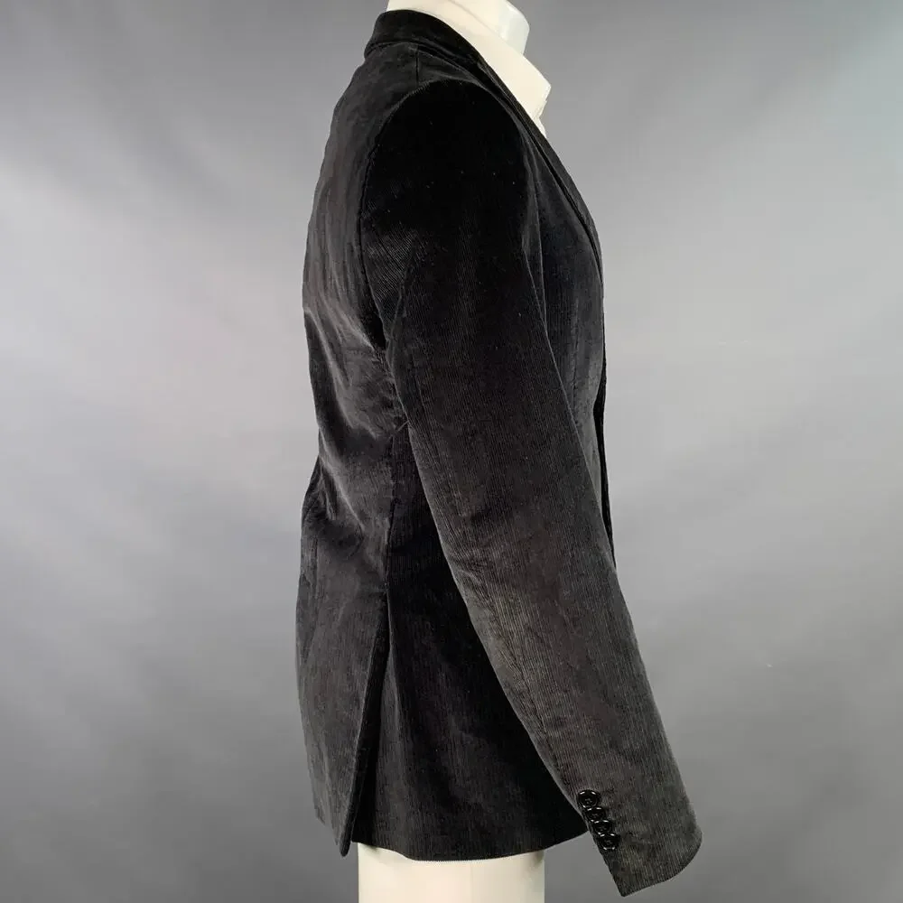 ETRO Size 38 Black Corduroy Cotton Blend Notch Lapel Sport Coat